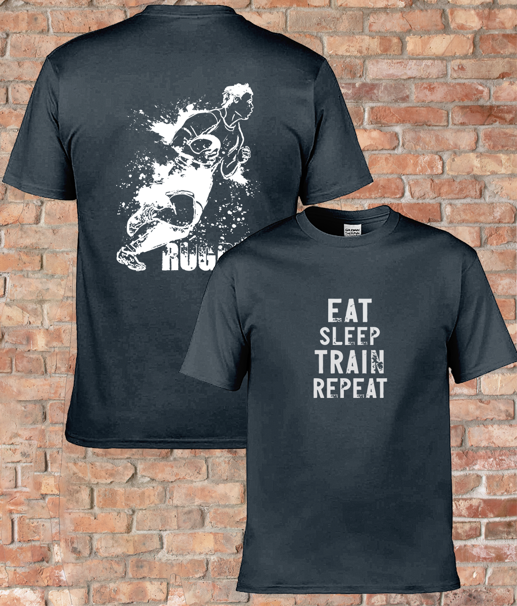 Adult Classic T-Shirt 'Eat-Sleep-Train Rugby'