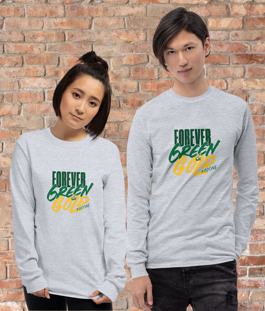 Men's Quality T-Shirt-Longsleeve Forever Green & Gold #asone