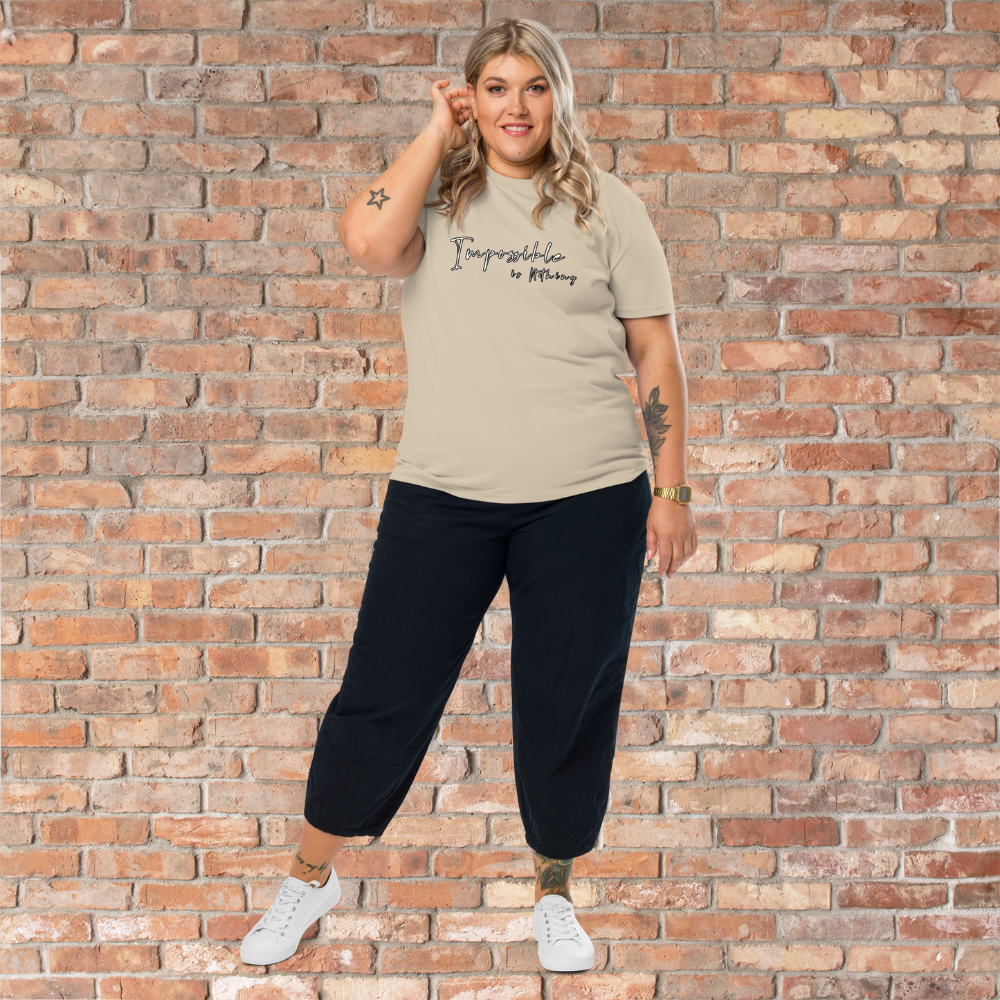 Womens Quote T-Shirt 'Impossible is Nothing'