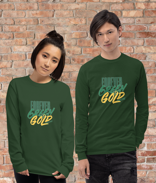 Men's Quality T-Shirt-Longsleeve Forever Green & Gold #asone