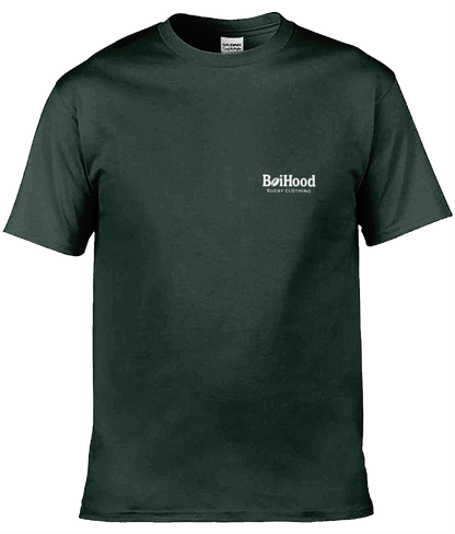 BoiHood Adult Unisex T-Shirt in dark green, featuring Rugby Legends design and number 7 for fans of the sport.