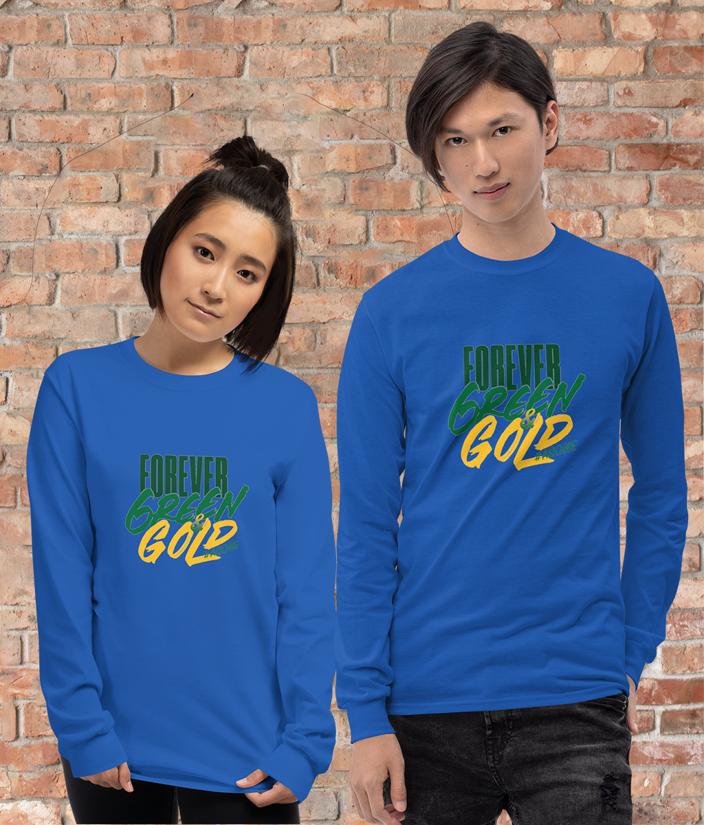 Women's Quality T-Shirt-Longsleeve Forever Green & Gold #asone
