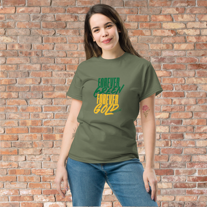 Womens Ringspun T-Shirt foreverGREEN foreverGOLD #asone